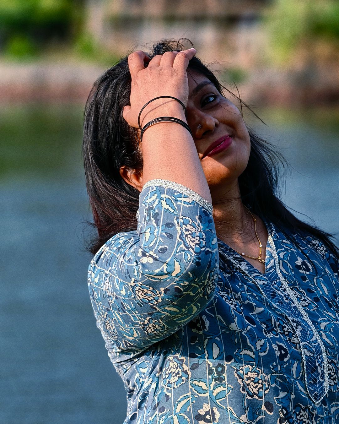 Block Print Blue Cotton Kurti thumbnail 2