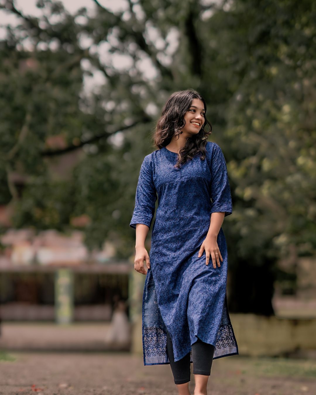 Block Print Blue Cotton Kurti thumbnail 3