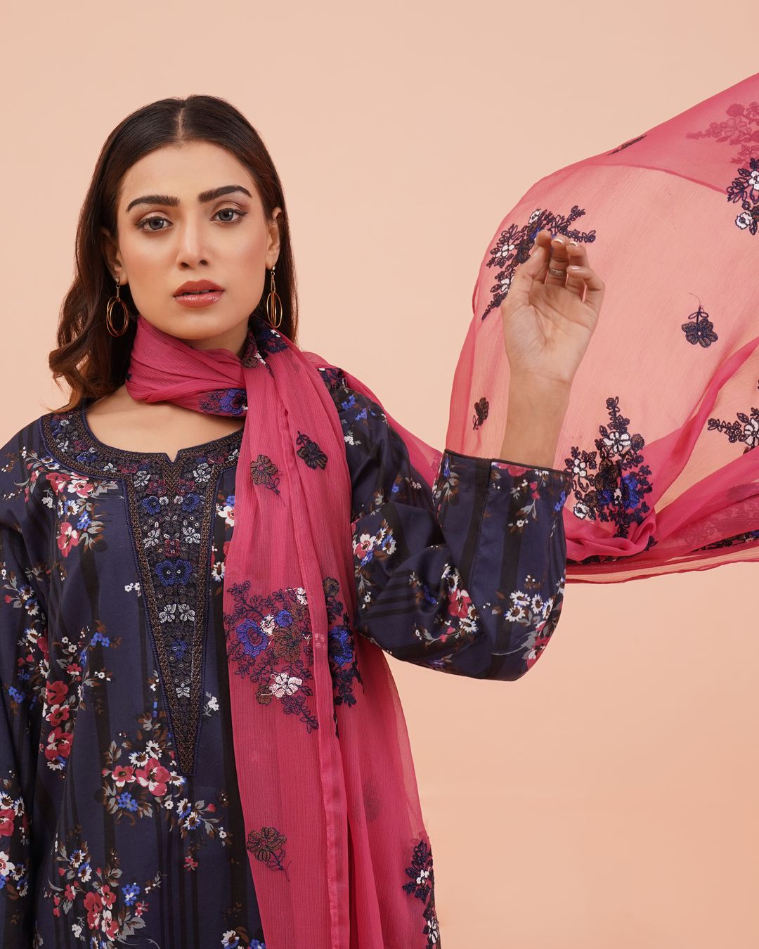 Block Print Linen Three Piece