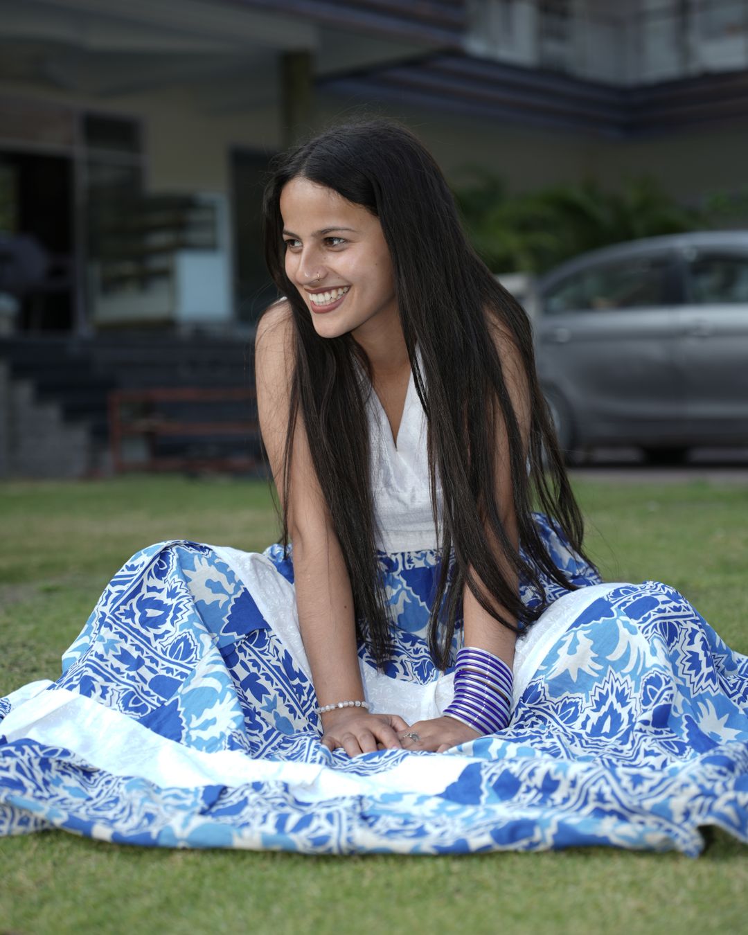 Blue Printed Casual Dress thumbnail 2