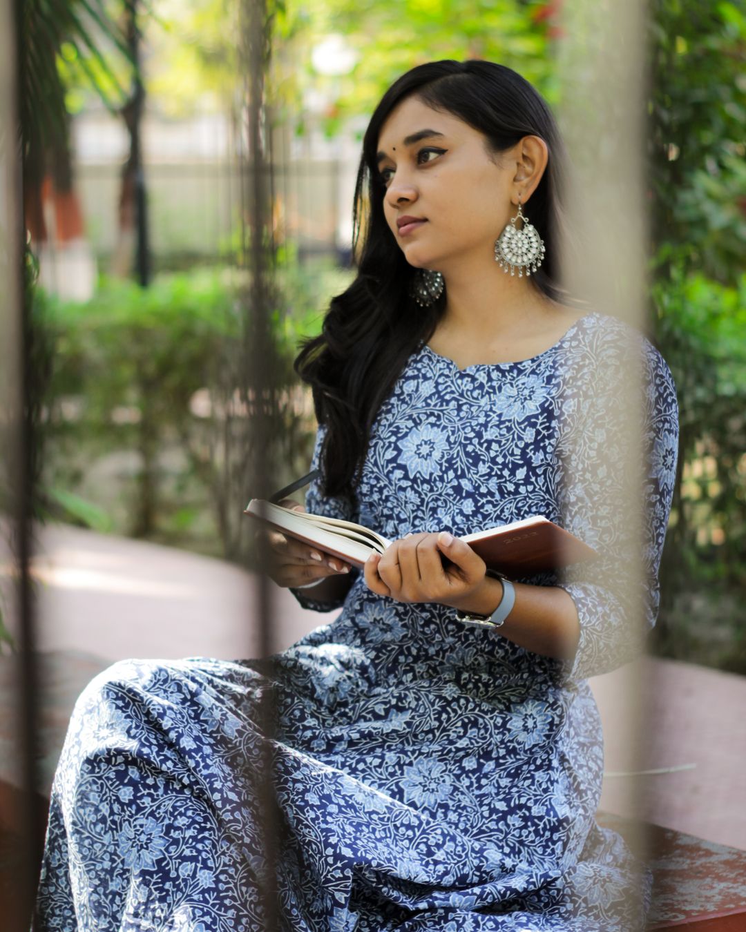 Blue Printed Casual Dress