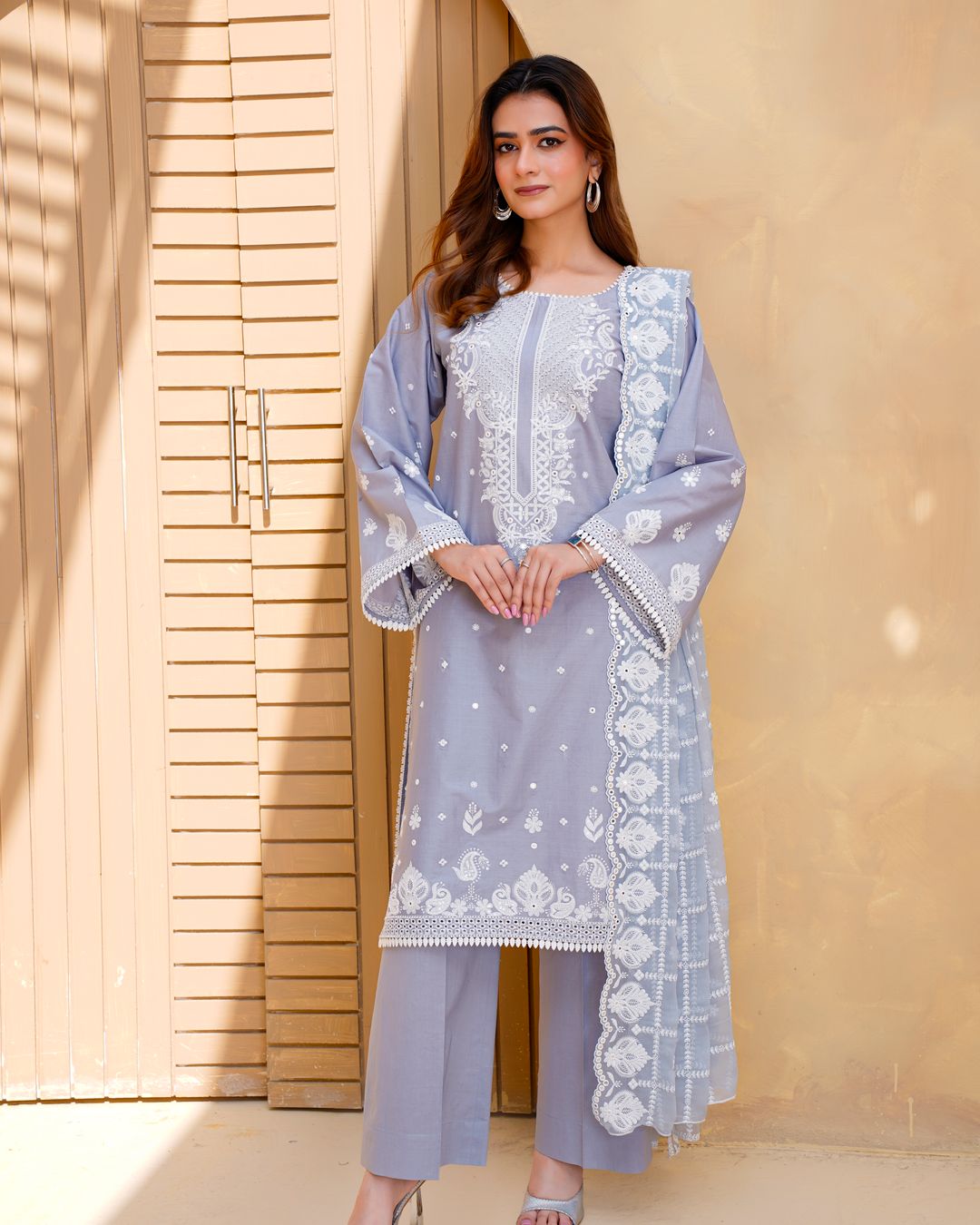 Chikankari Pastel Three Piece thumbnail 2