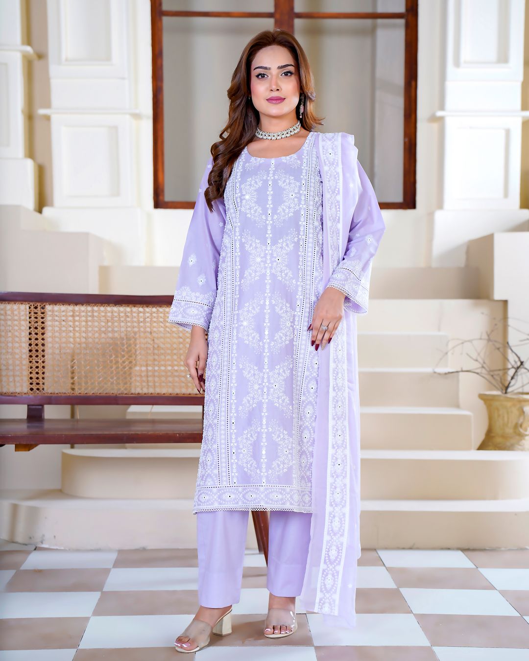 Chikankari Pastel Three Piece