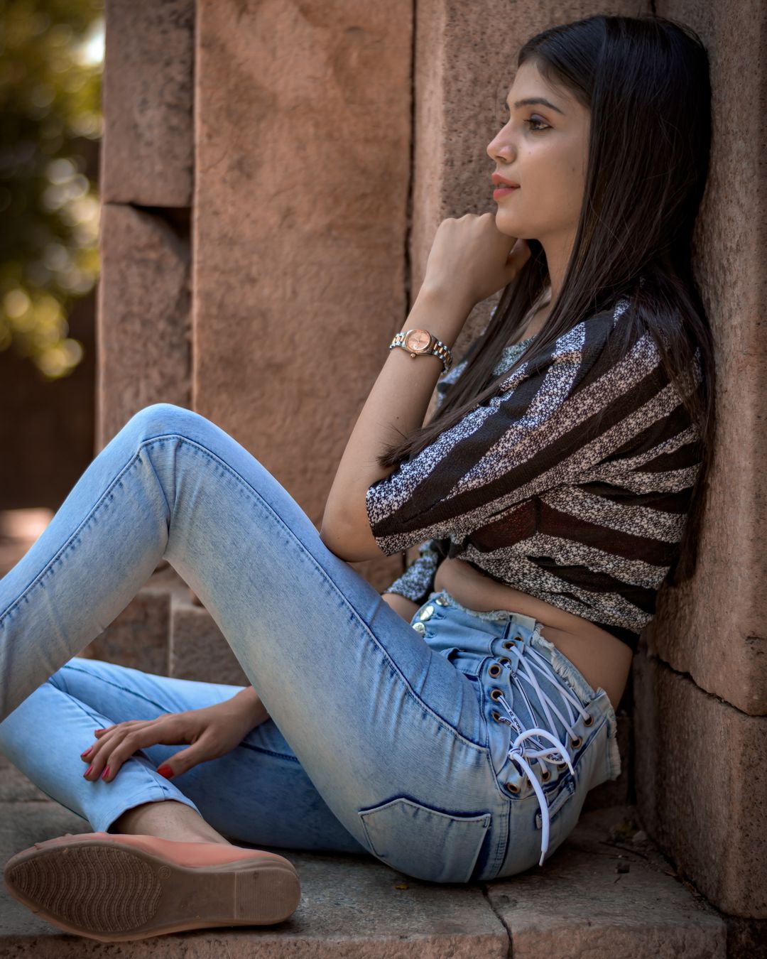 Denim Jacket with Crop Top thumbnail 3