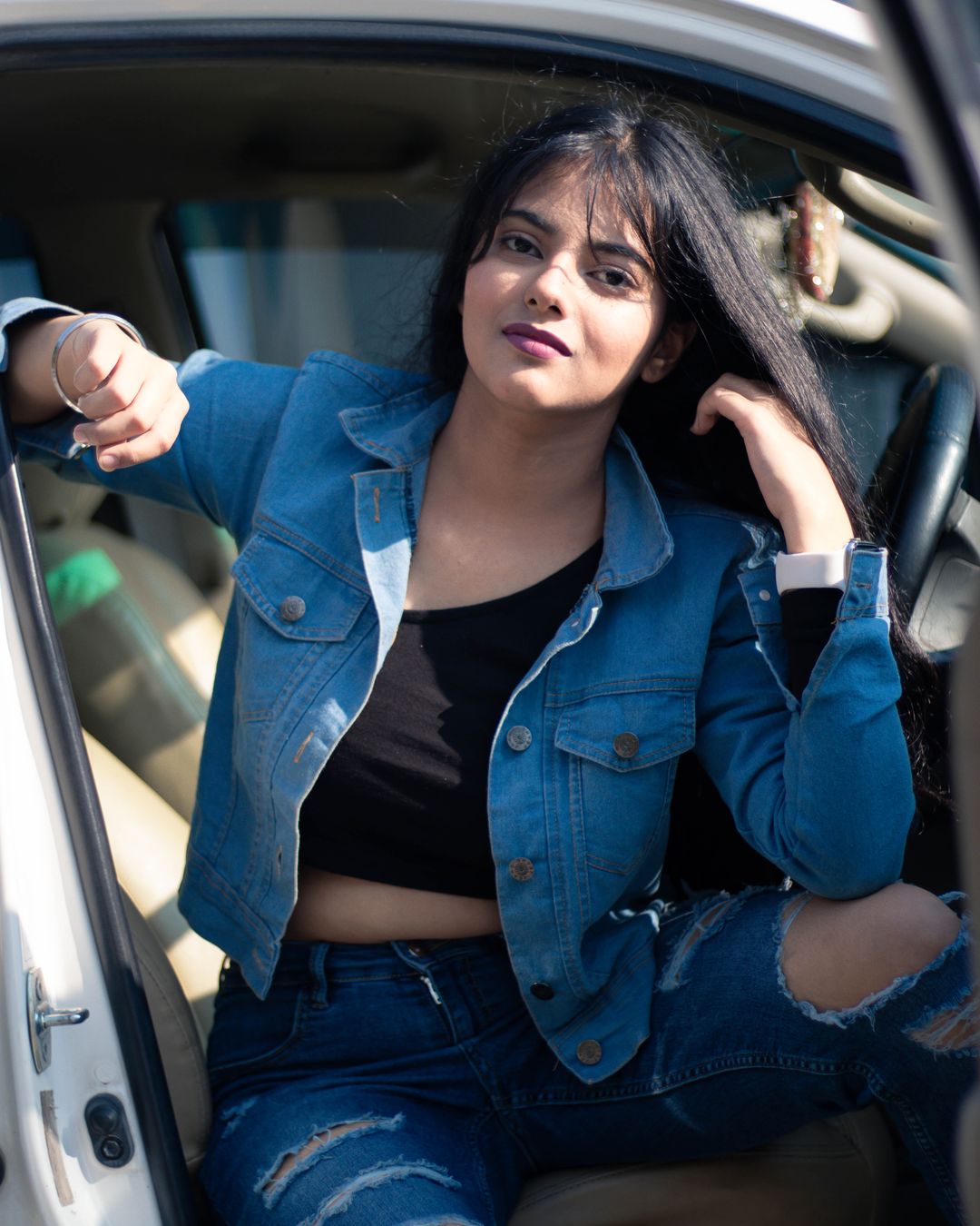 Denim Jacket with Crop Top