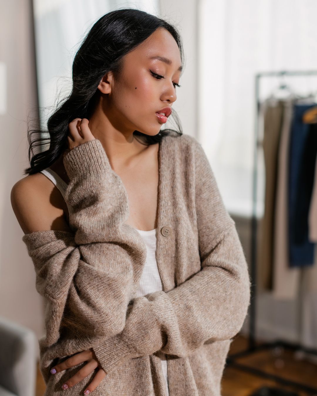 Grey Patterned Button Cardigan thumbnail 2