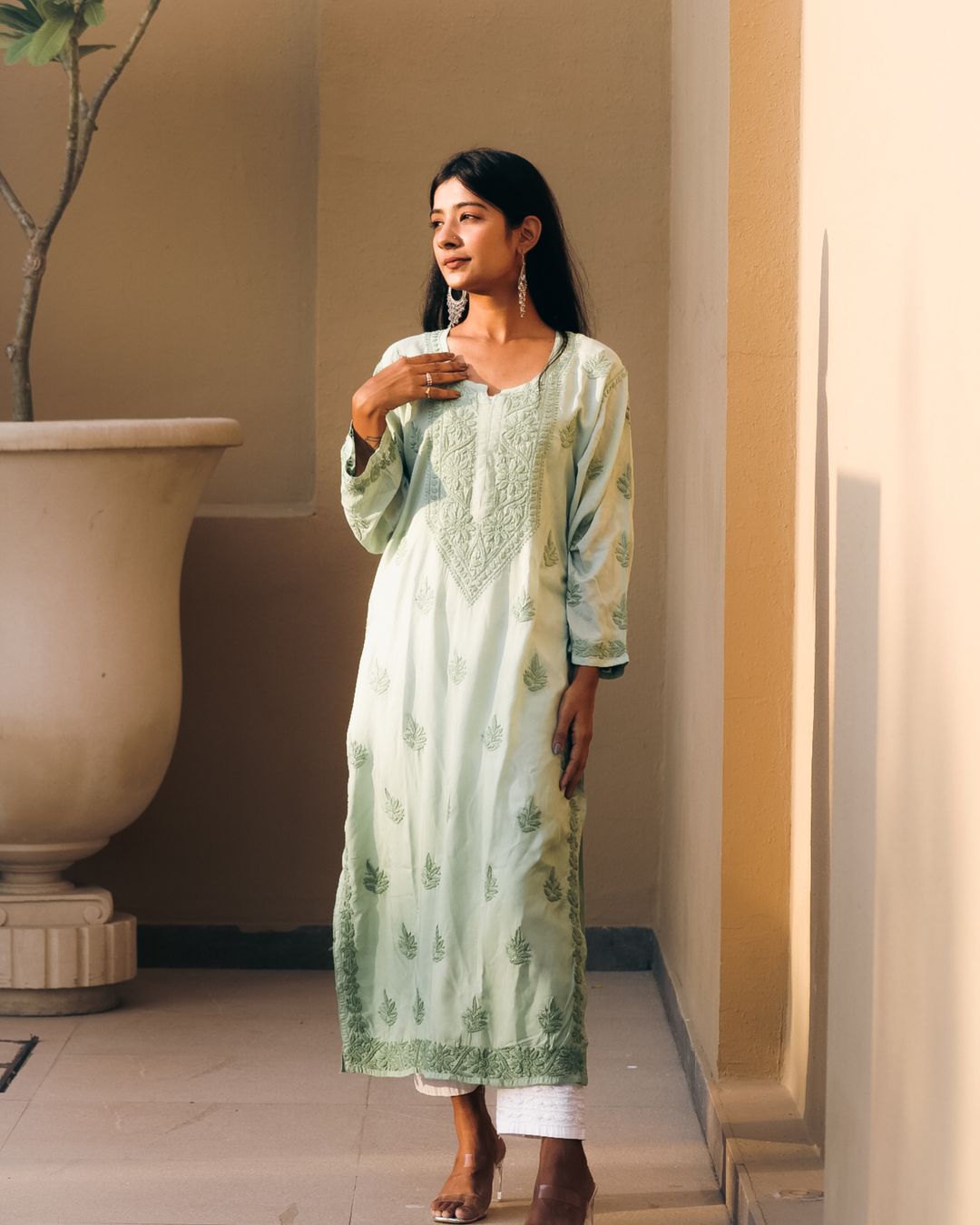 Pastel Chikankari Kurti thumbnail 2