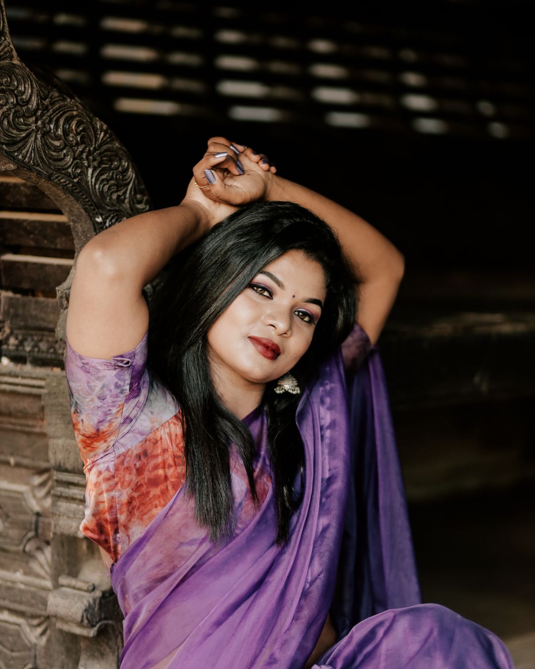 Purple Georgette Saree thumbnail 2