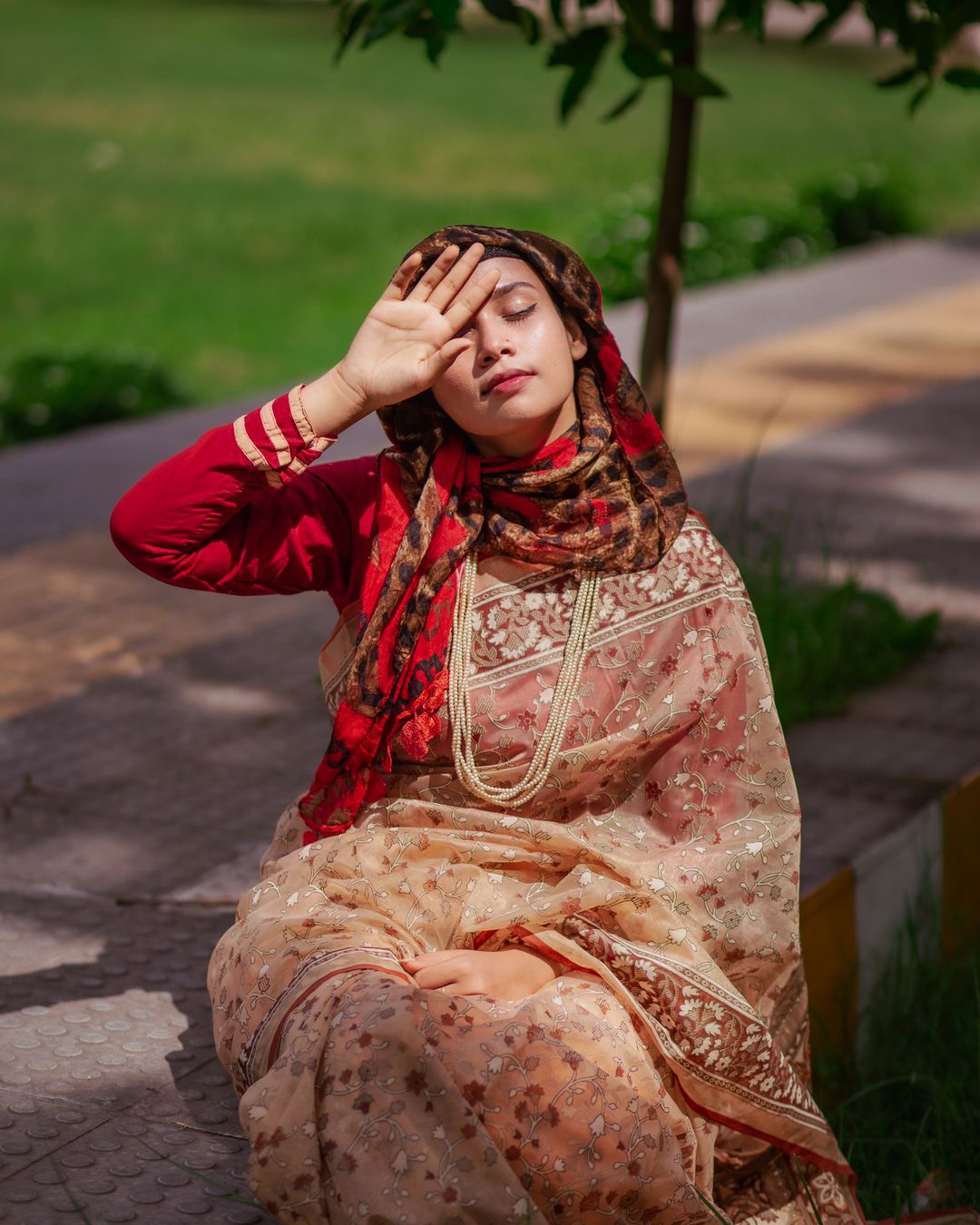 Red Chiffon Hijab thumbnail 2