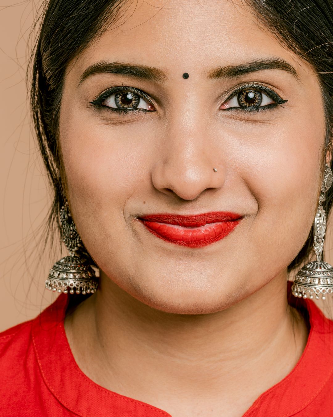 Red Lipstick and Kajal Duo