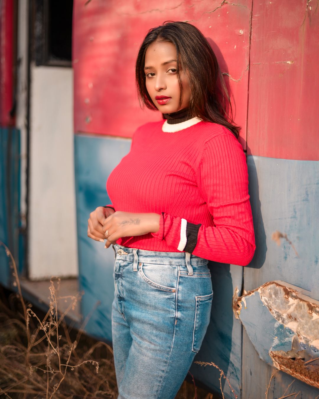 Red Long-Sleeve Top