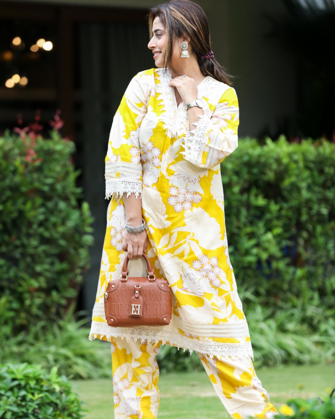 Yellow Floral Kurti Set